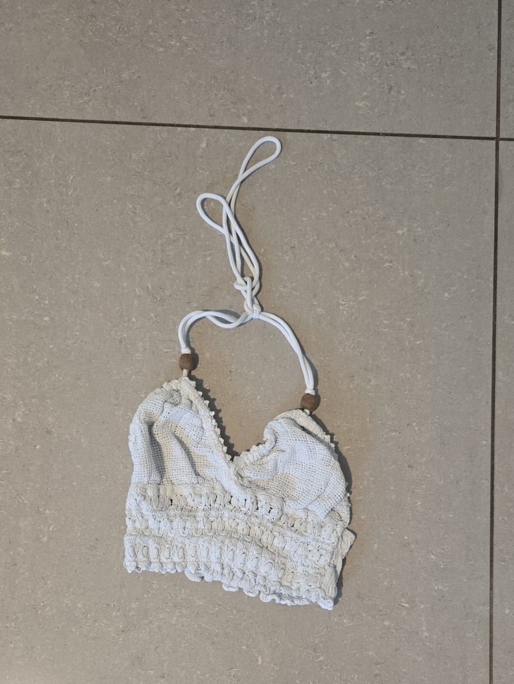 Crochet Bralette Top in Cream, 100 % Peruvian Cotton